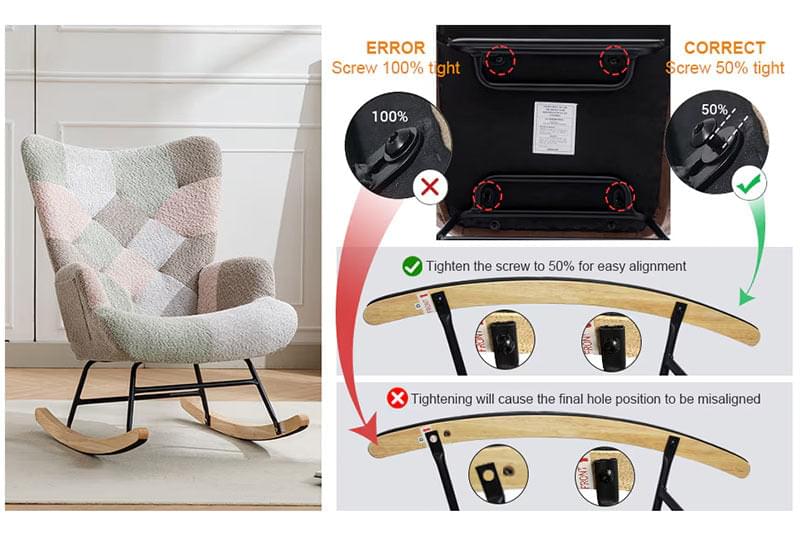 Modern Patchwork Rocking Chair – Macaron Edition