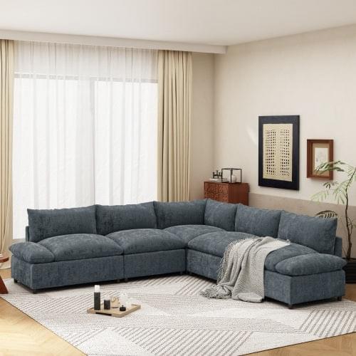 Modular Deep Gray Sectional Sofa with Storage