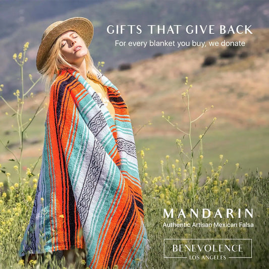 Authentic Handwoven Mexican Blanket - Yoga Blankets, Outdoor, Picnic, Beach, Camping - Equestrian Saddle - Serape 50X70 Inches - Bright Mandarin, Pack of 1