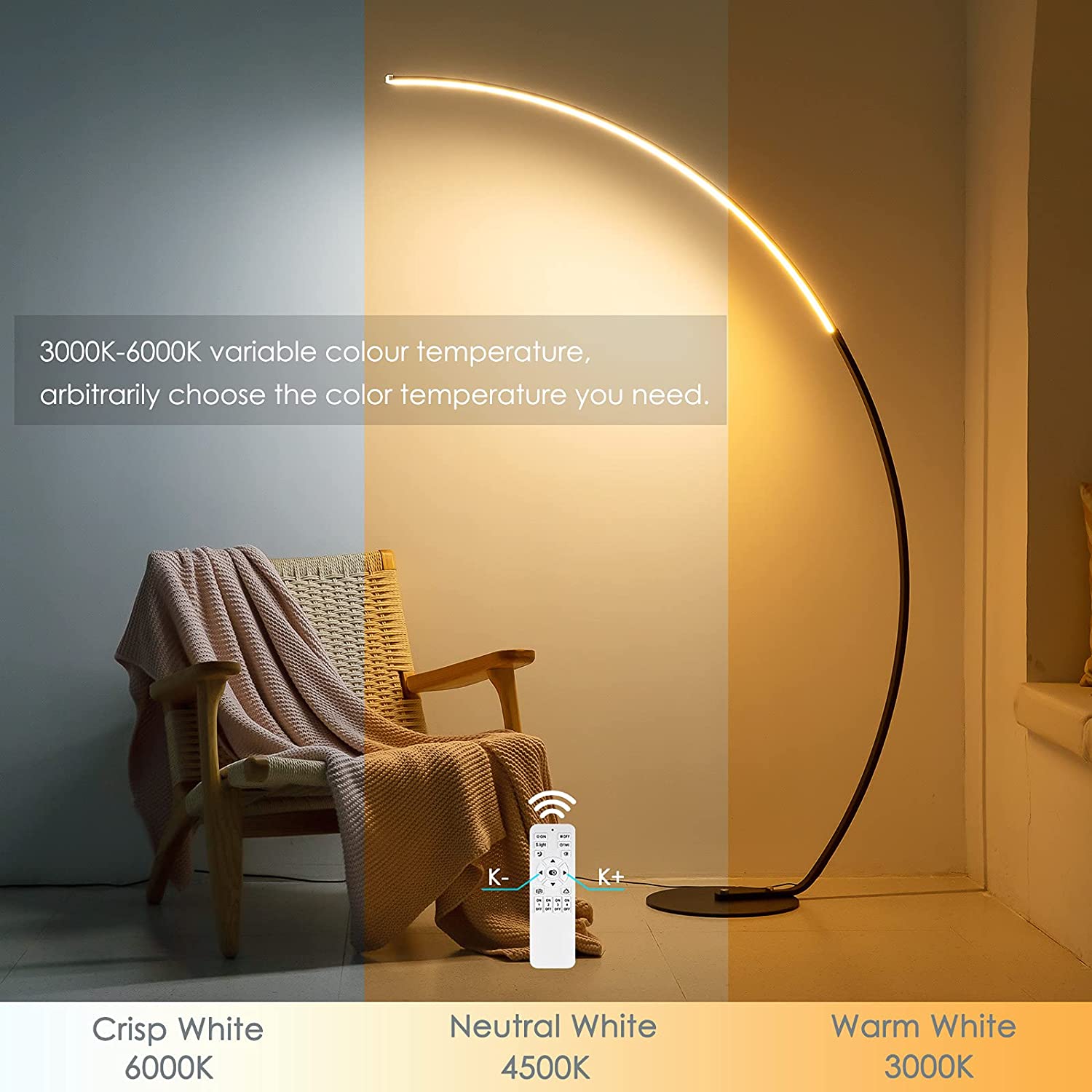 Modern curve floor lamp RGBW - smart home color LED floor light