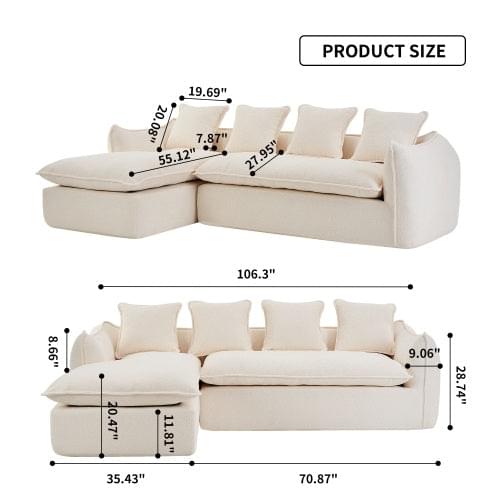 Oversized L-Shape Sofa with Chaise