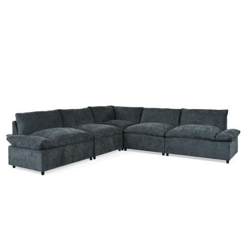 Modular Deep Gray Sectional Sofa with Storage