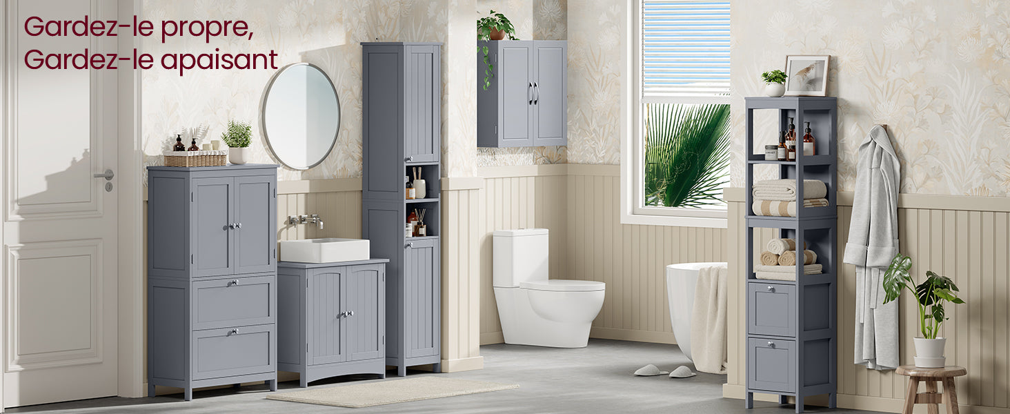 VASAGLE Bathroom Wall Cabinet — Wall-Mounted Storage with Adjustable Shelves