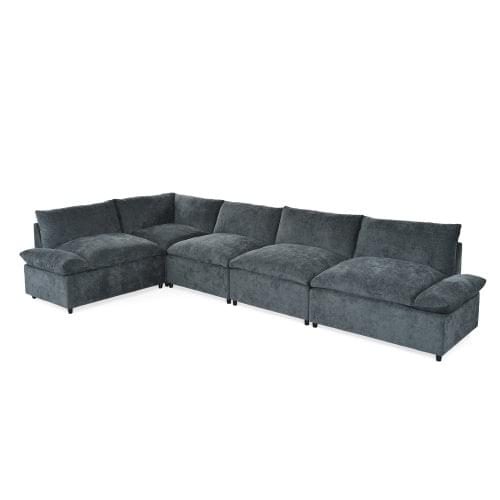 Modular Deep Gray Sectional Sofa with Storage