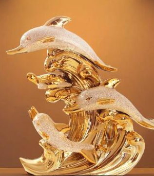 Sea Gold Decorative Sculpture for Living Room (One Piece)