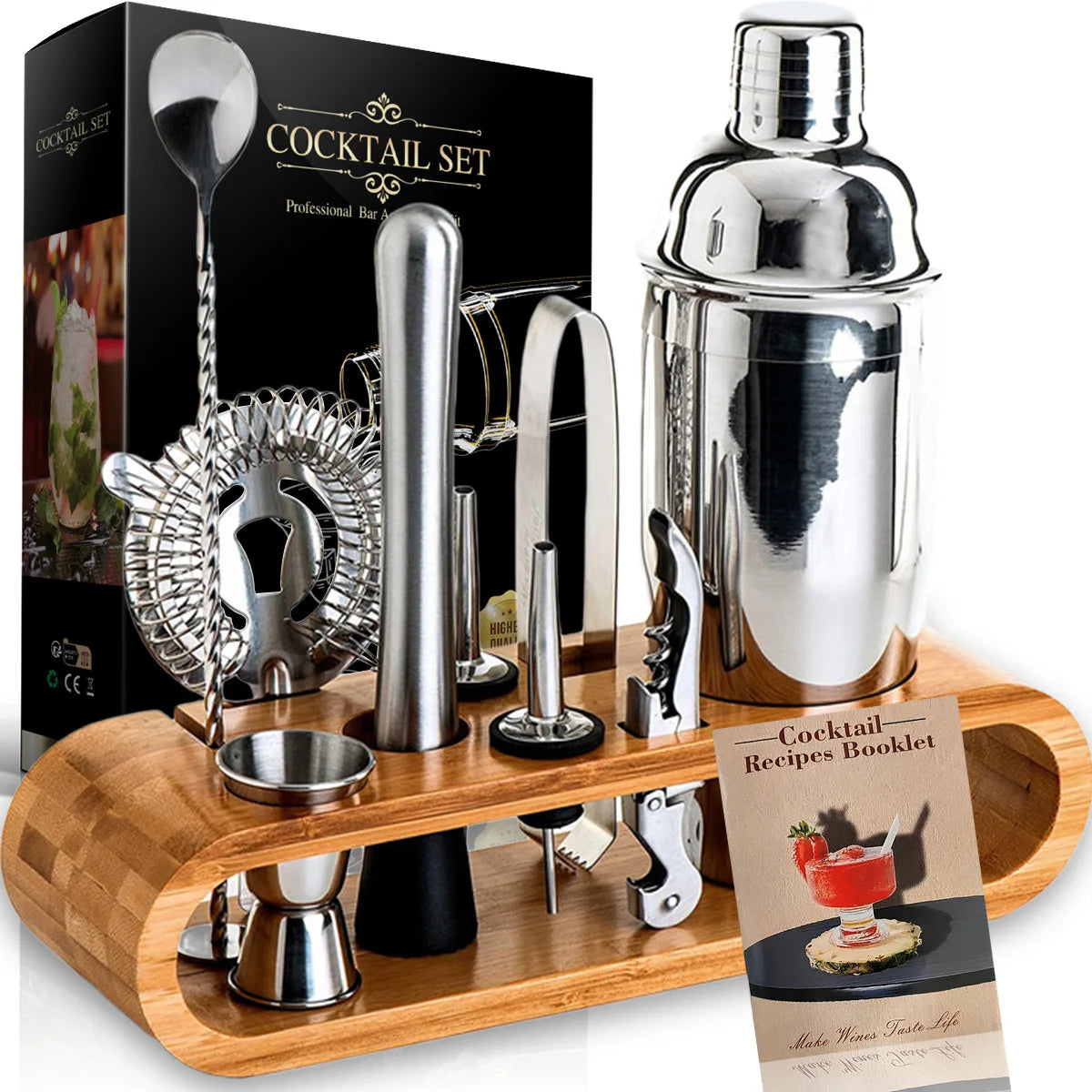 Mixology Bartender Kit — 10-Piece Bar Tool Set with Bamboo Stand