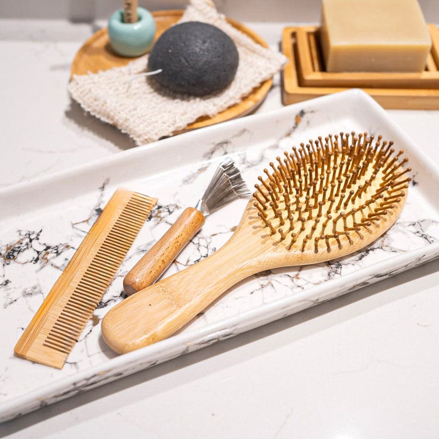 Bamboo Hair Brush Set for Gentle, Sustainable Hair Care