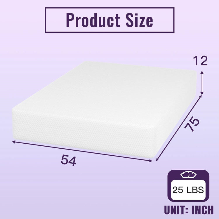 Full size 12-inch Charcoal Infused Memory Foam Mattress with Removable Cover FastFurnishings