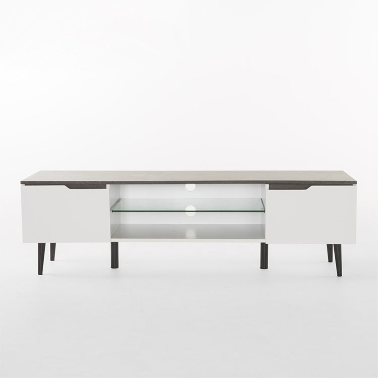 Modern TV Stand & Media Console in Gray + White Matte