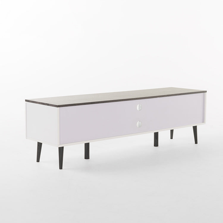 Modern TV Stand & Media Console in Gray + White Matte