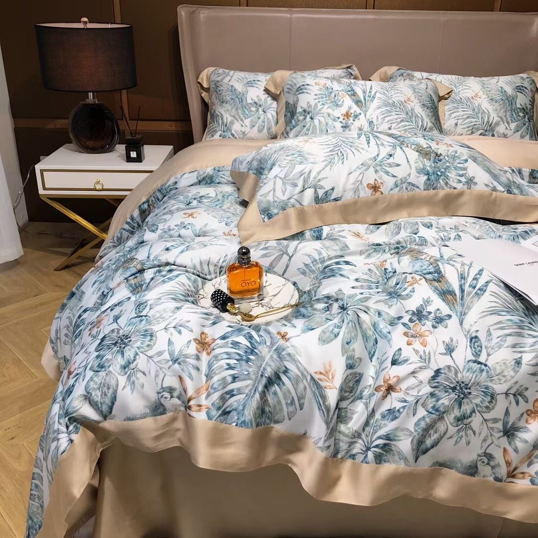 Luxury Floral Lyocell Bedding Set — 4-Piece