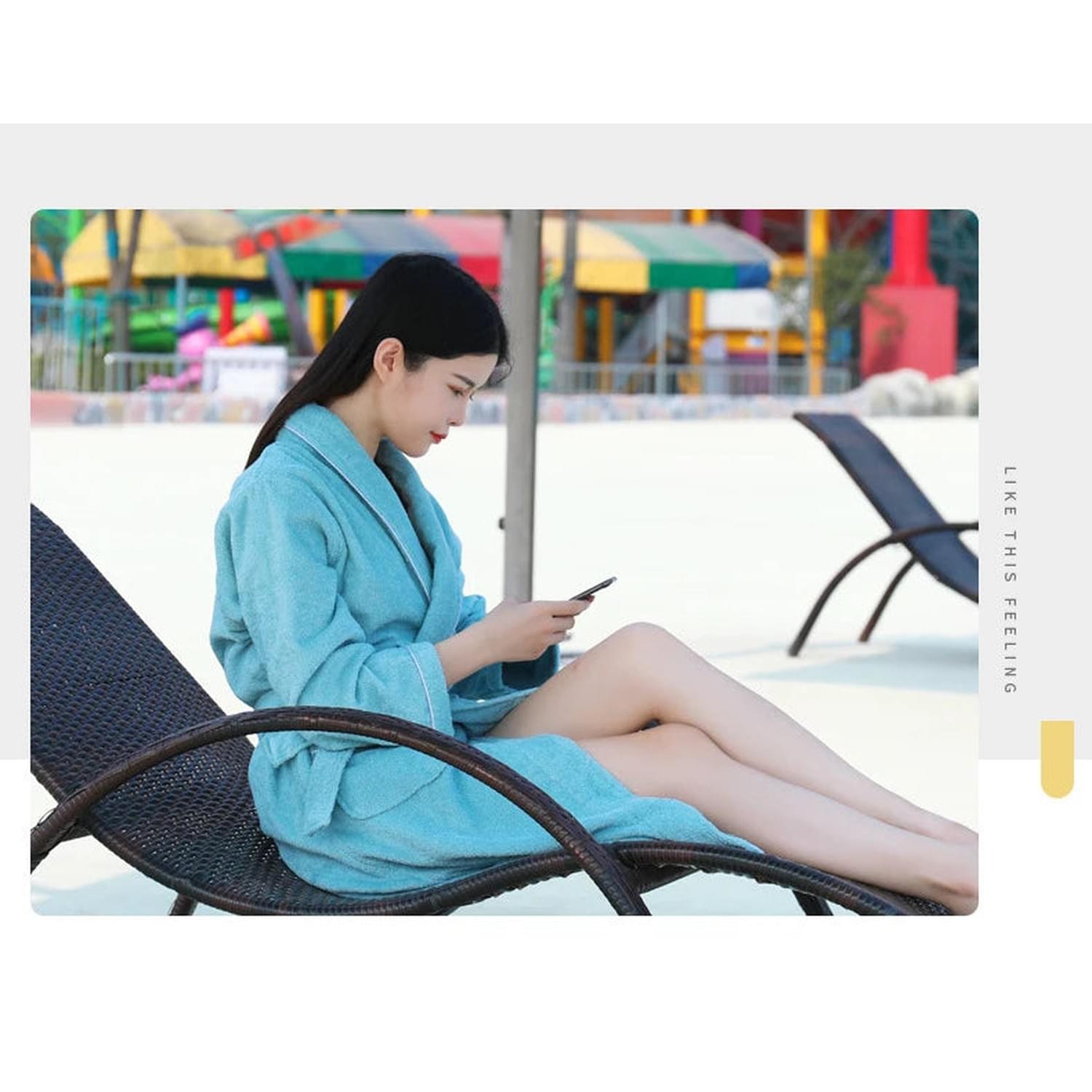 Wrapped in Warmth — 100% Cotton Terry Bathrobe for Women