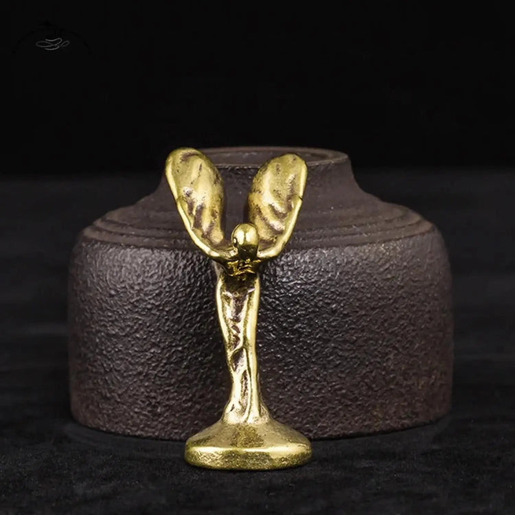 Handmade copper trophy figurine with vintage bronze finish for home décor