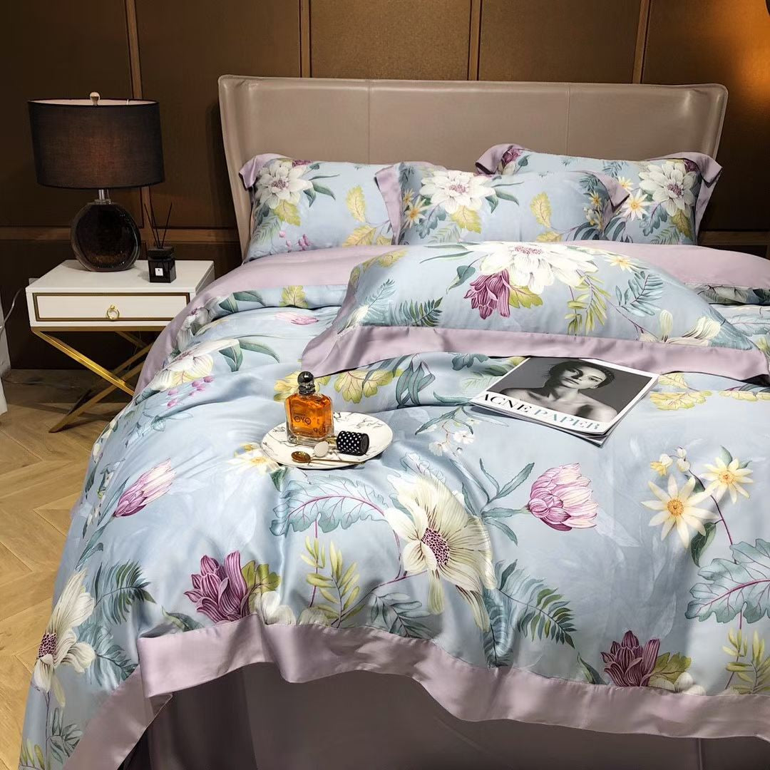 Luxury Floral Lyocell Bedding Set — 4-Piece