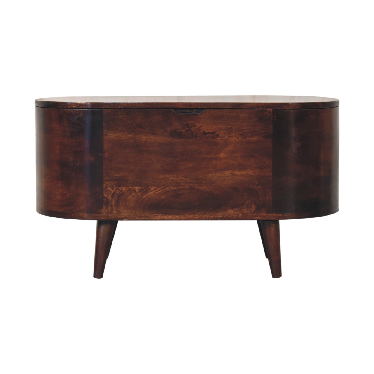 The Box That Hides Everything — Walnut Rounded Lid-up Blanket Box