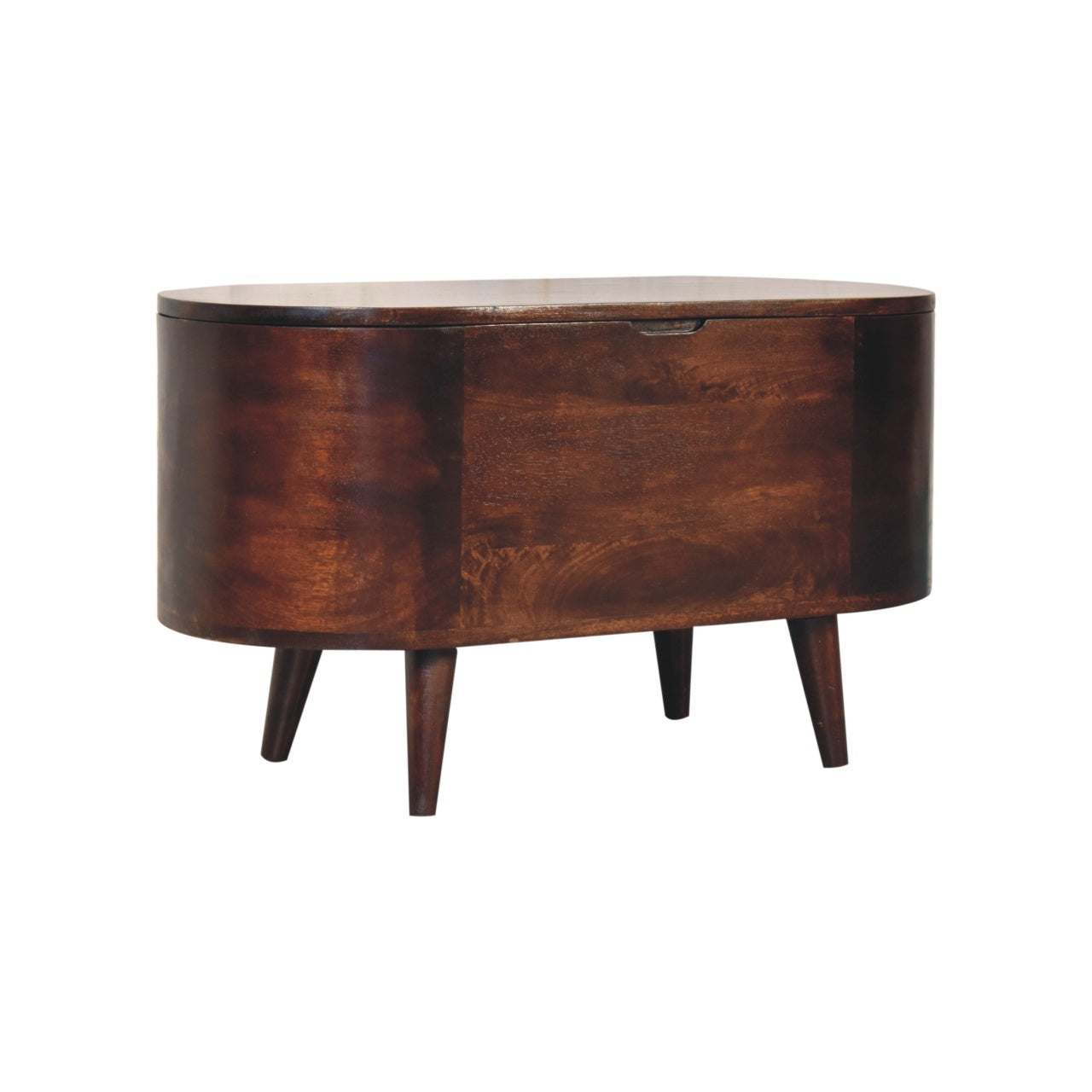 The Box That Hides Everything — Walnut Rounded Lid-up Blanket Box