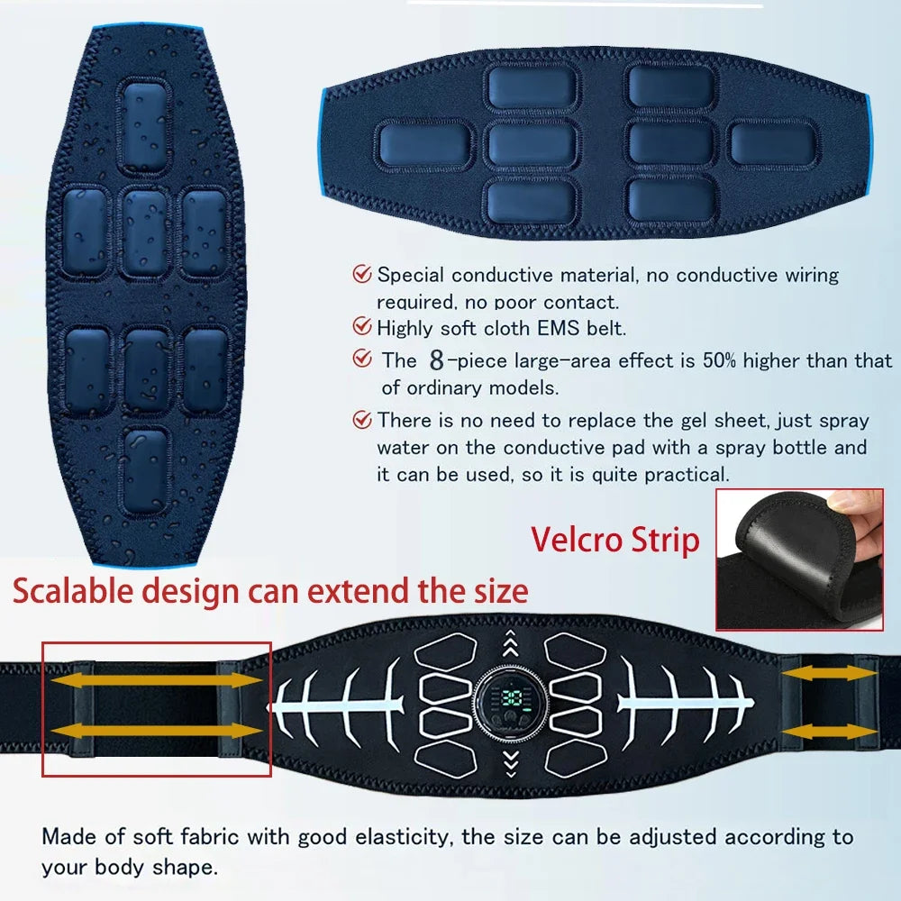 Tone While You Rest — EMS Abdominal Toning Belt with 10 Modes & 30 Intensity Levels
