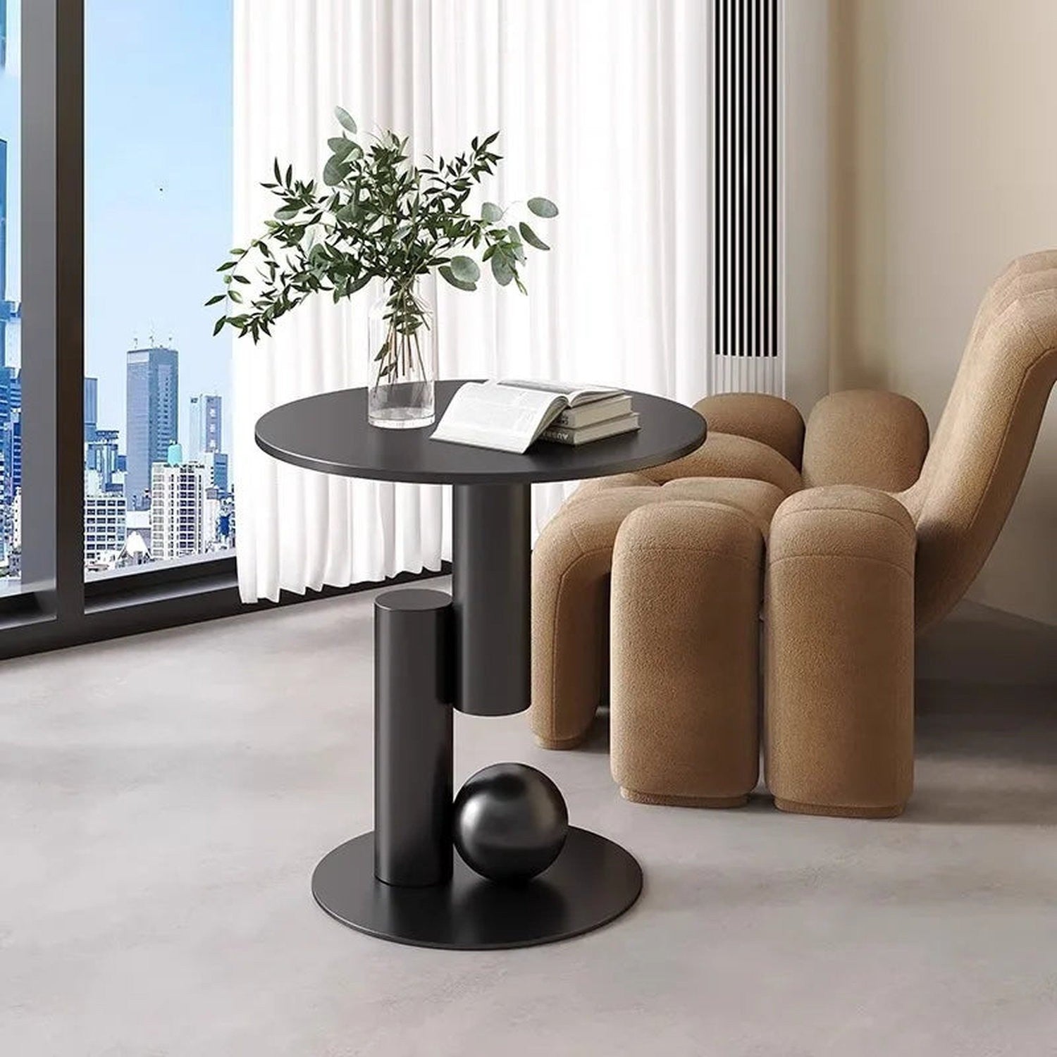 Round Metal Side Table — Modern Moroccan Coffee & Sofa Table