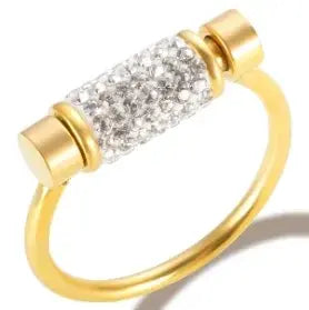 Crystal Zircon Stacking Ring — 18K Gold or Silver Plated, Stainless Steel