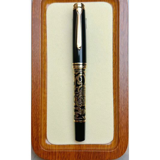 ADMOK J800 Piston Fountain Pen — Finely Carved Metal Body