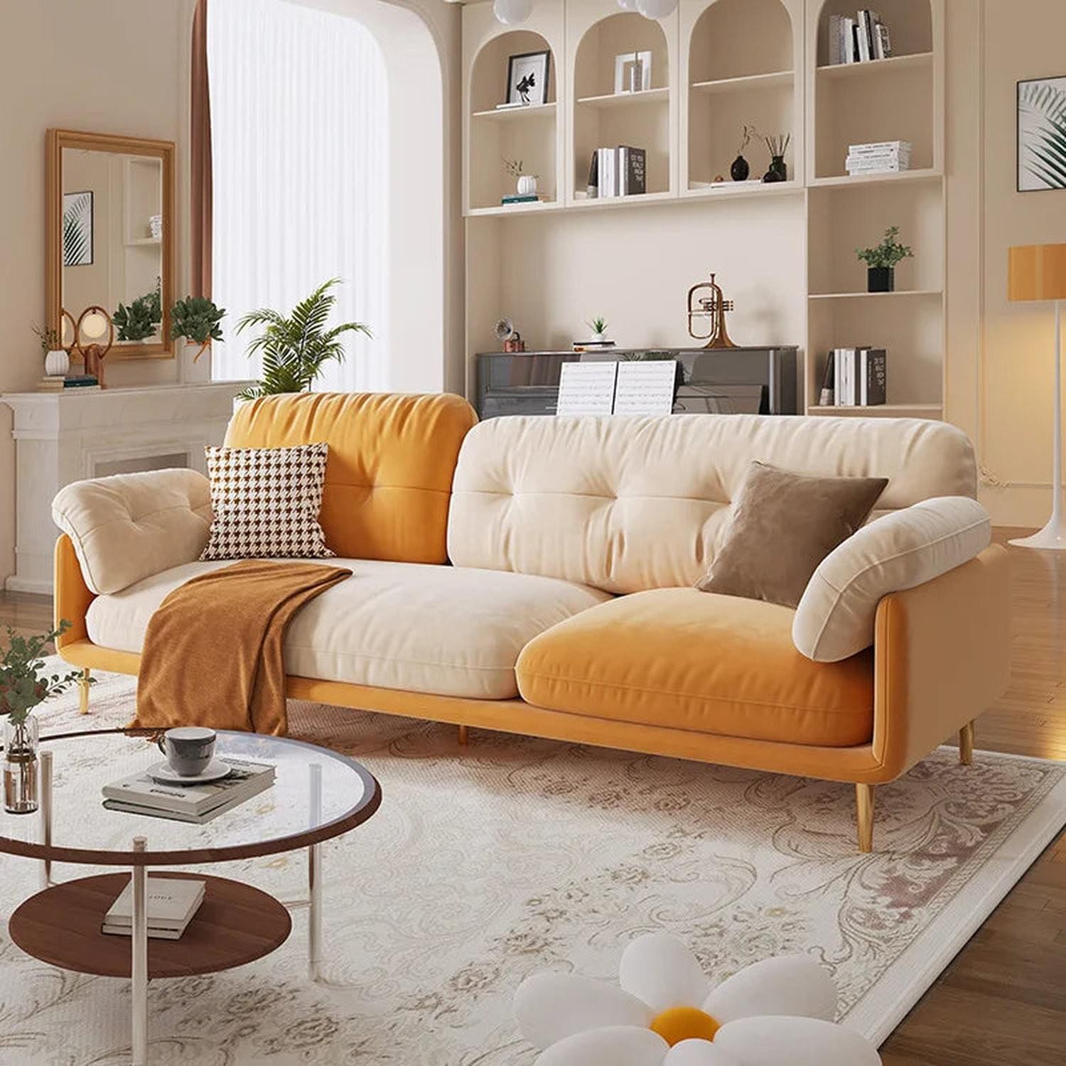 Cream Luxury Corner Sofa — Modern 3-Seat Living Room Sofa