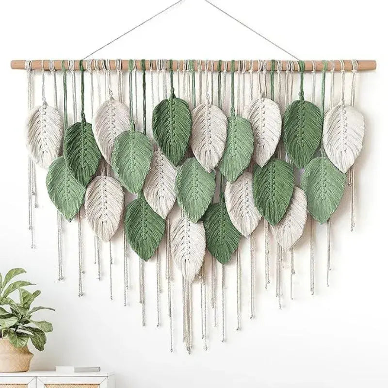 The Boho Wall — Macrame Leaf & Feather Tapestry