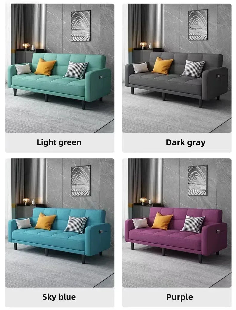 Sofa living room Small apartment rental room Folding sofa bed Single double bedroom Simple modern apartment Fabric sofa