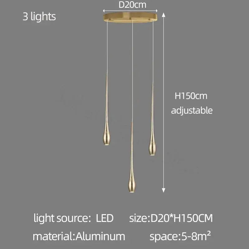 Golden Branch Staircase Chandelier — Multi-Light Pendant for Duplex & Statement Spaces Jonine&