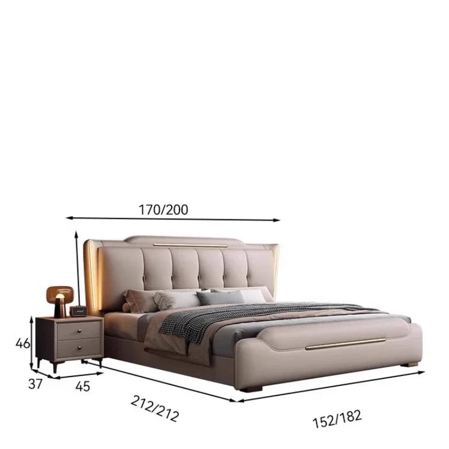 French King Upholstered Bed — Double Lounge Bedroom Frame