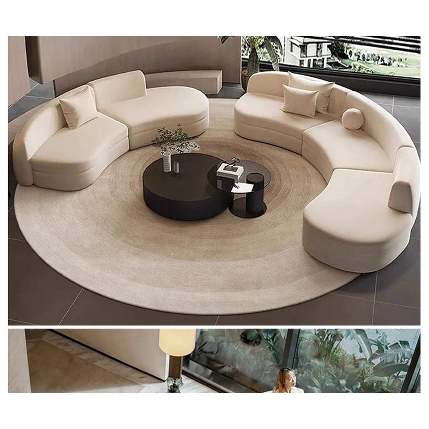 Round Gradient Area Rug — Machine Washable Non-Slip Floor Mat for Living Room & Bedroom