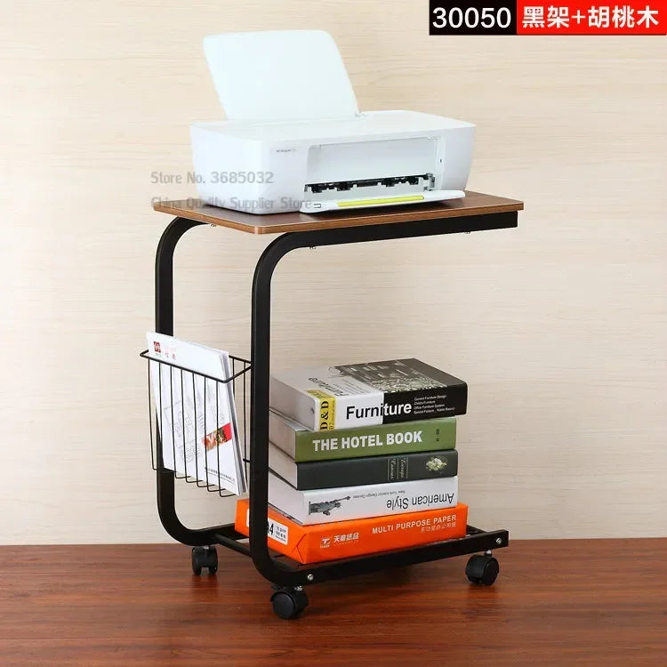 2-Tier Iron Rolling Side Table — Movable Sofa & Coffee Stand