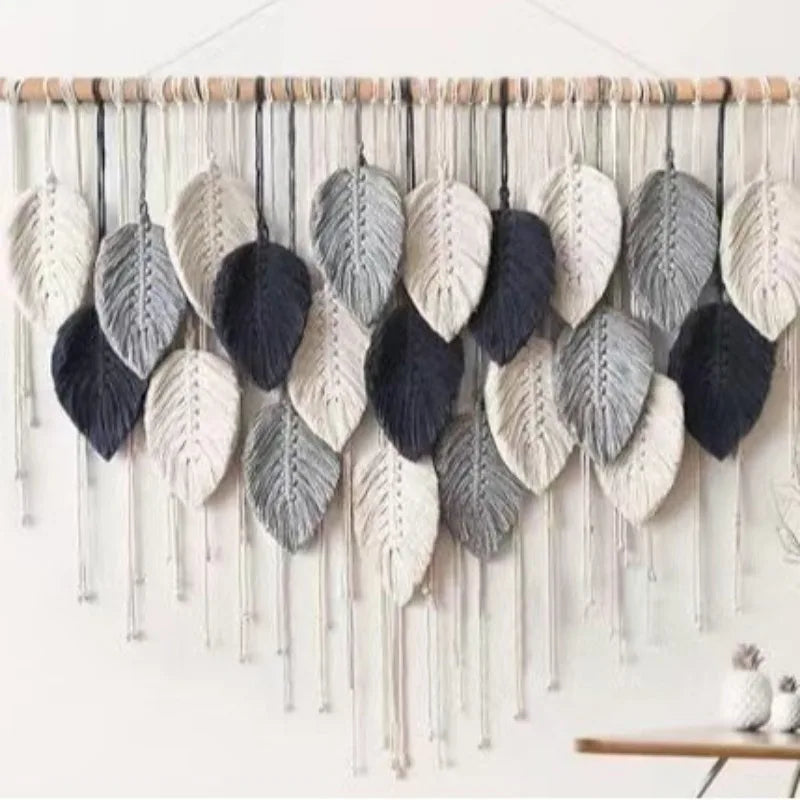The Boho Wall — Macrame Leaf & Feather Tapestry