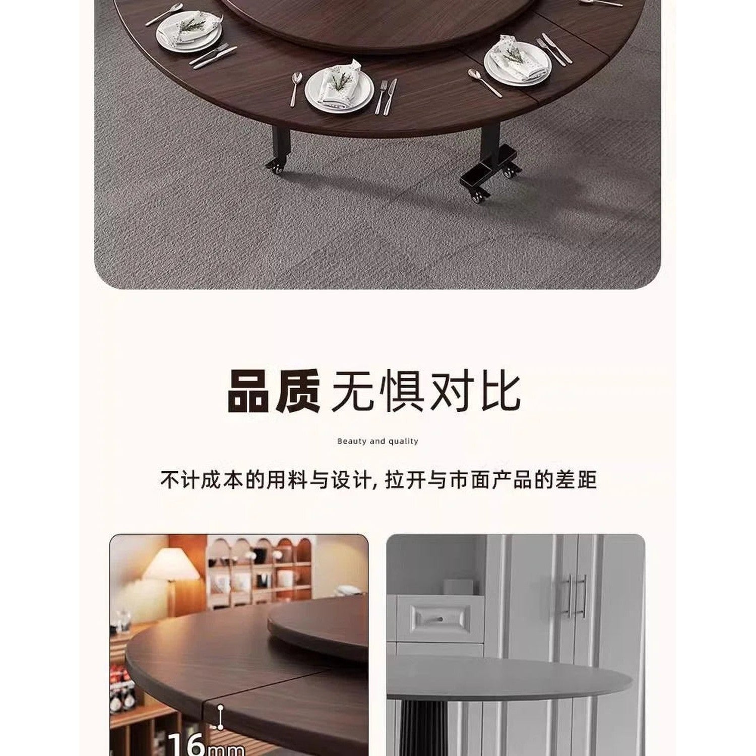 Round Foldable Dining Table — 100 & 120cm