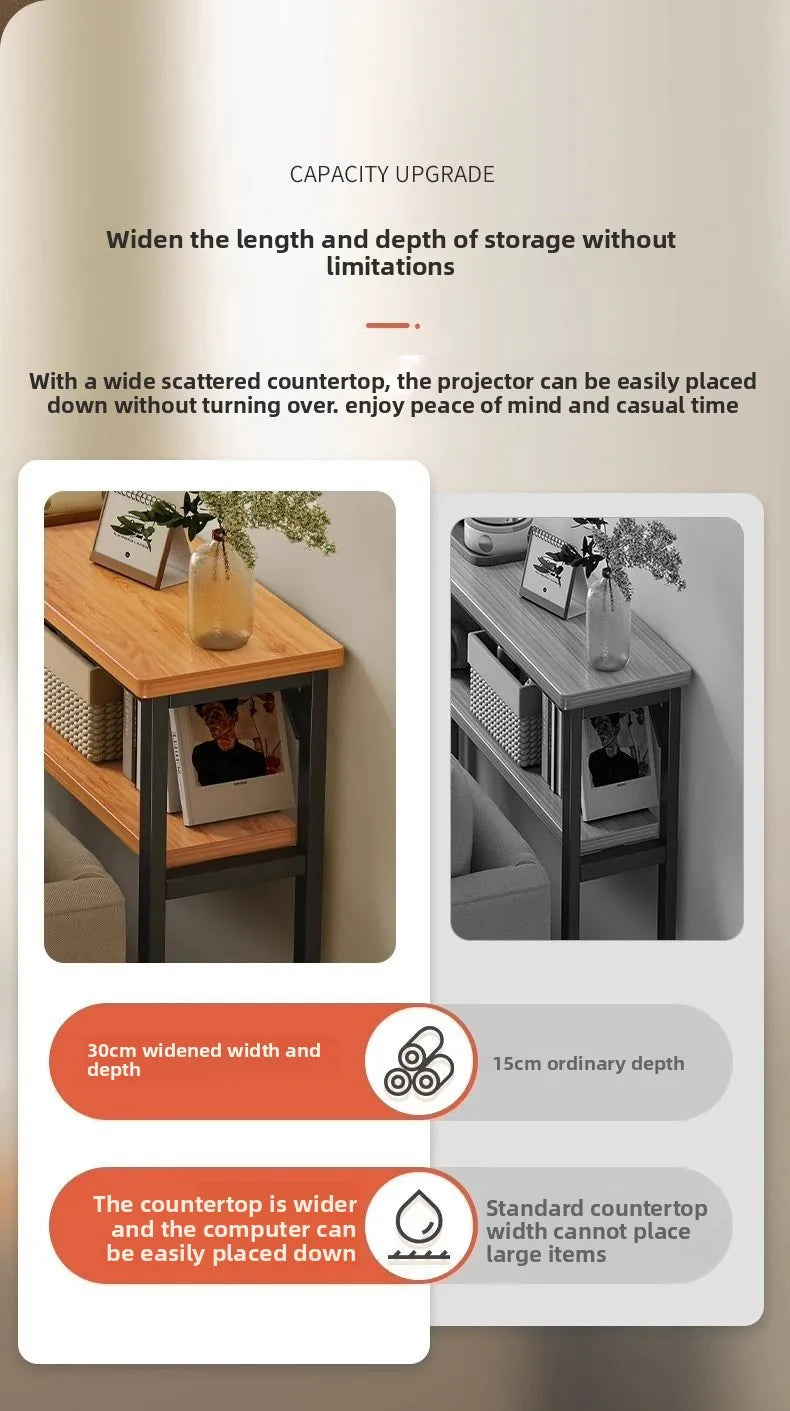 Multi-functional Living Room Long Partition Rack Bed Tail Storage Table Rear Sofa Gap Narrow Side Table Space-Saving Furniture Jonine’s Corner