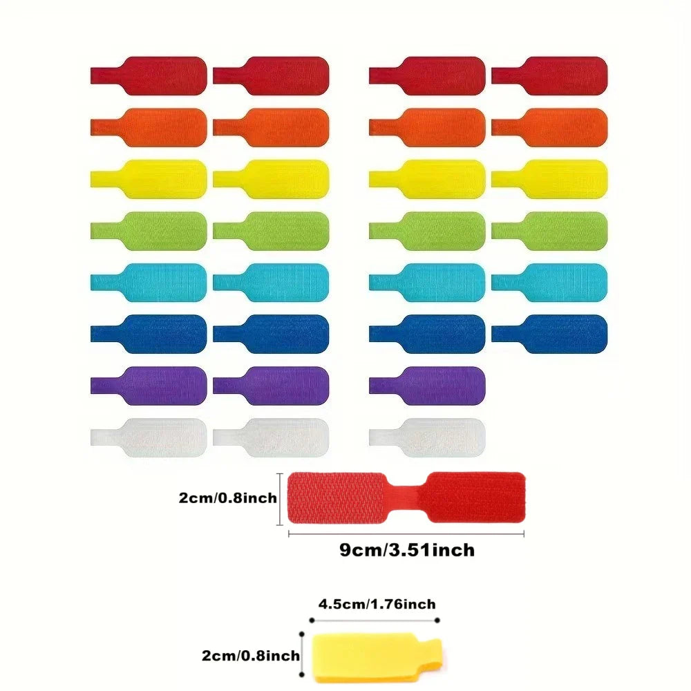 Cable Organizer Straps 10/30/50pcs Reusable Waterproof Color-Coded Labels, Charger Data Cords Management Ties Cable Ties