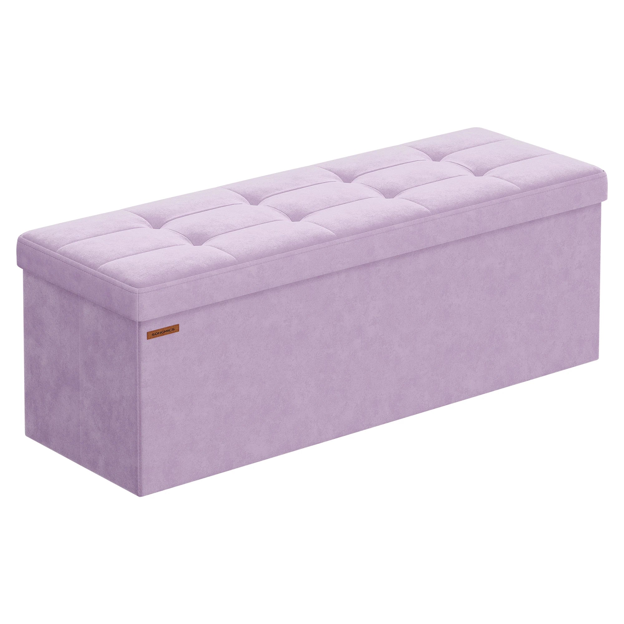 SONGMICS Foldable Storage Ottoman: 38 x 110 x 38 cm Cube Bench (300 kg capacity) for Living Room, Bedroom