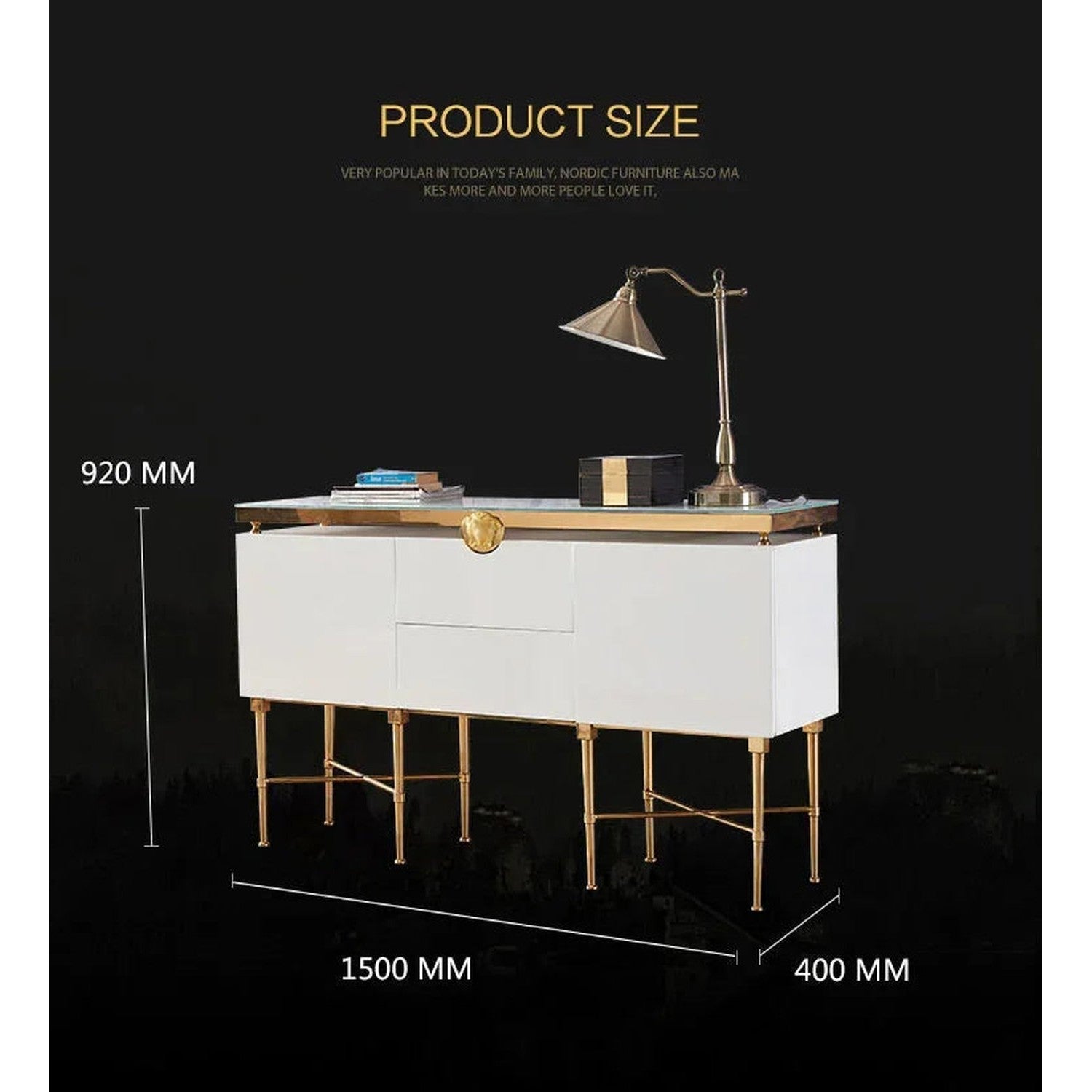 Modern Glass & Steel Sideboard Cabinet