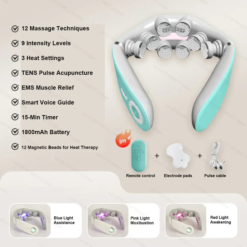 The Tension Release — 8D Electric Pulse Neck & Shoulder Massager with Heat