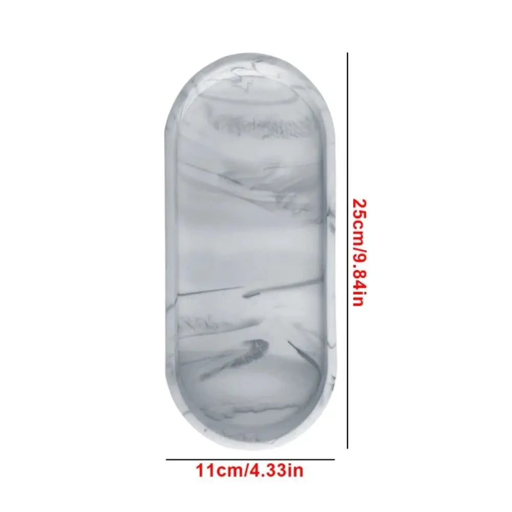 The Marble Tray — Oval Silicone Vanity & Countertop Organizer Tray