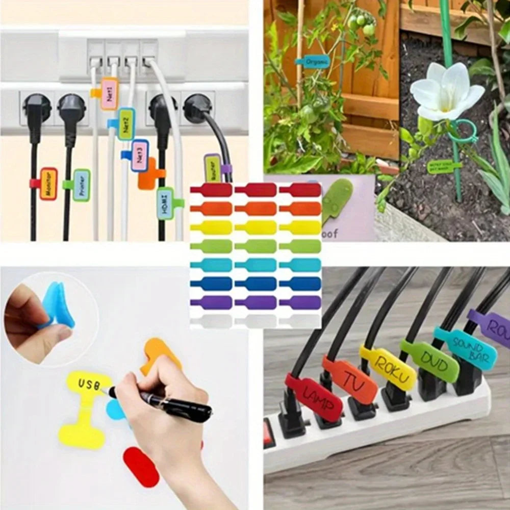 Cable Organizer Straps 10/30/50pcs Reusable Waterproof Color-Coded Labels, Charger Data Cords Management Ties Cable Ties