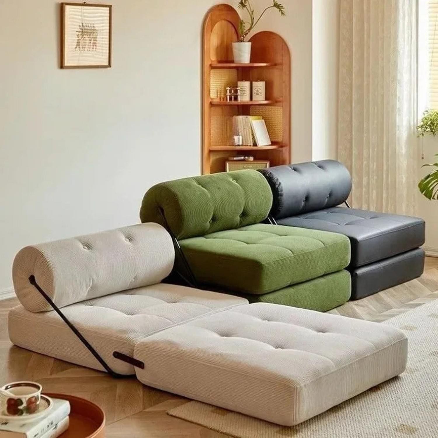 Foldable Nordic Sofa Bed — 1-Person Lazy Sofa for Bedroom & Living Room