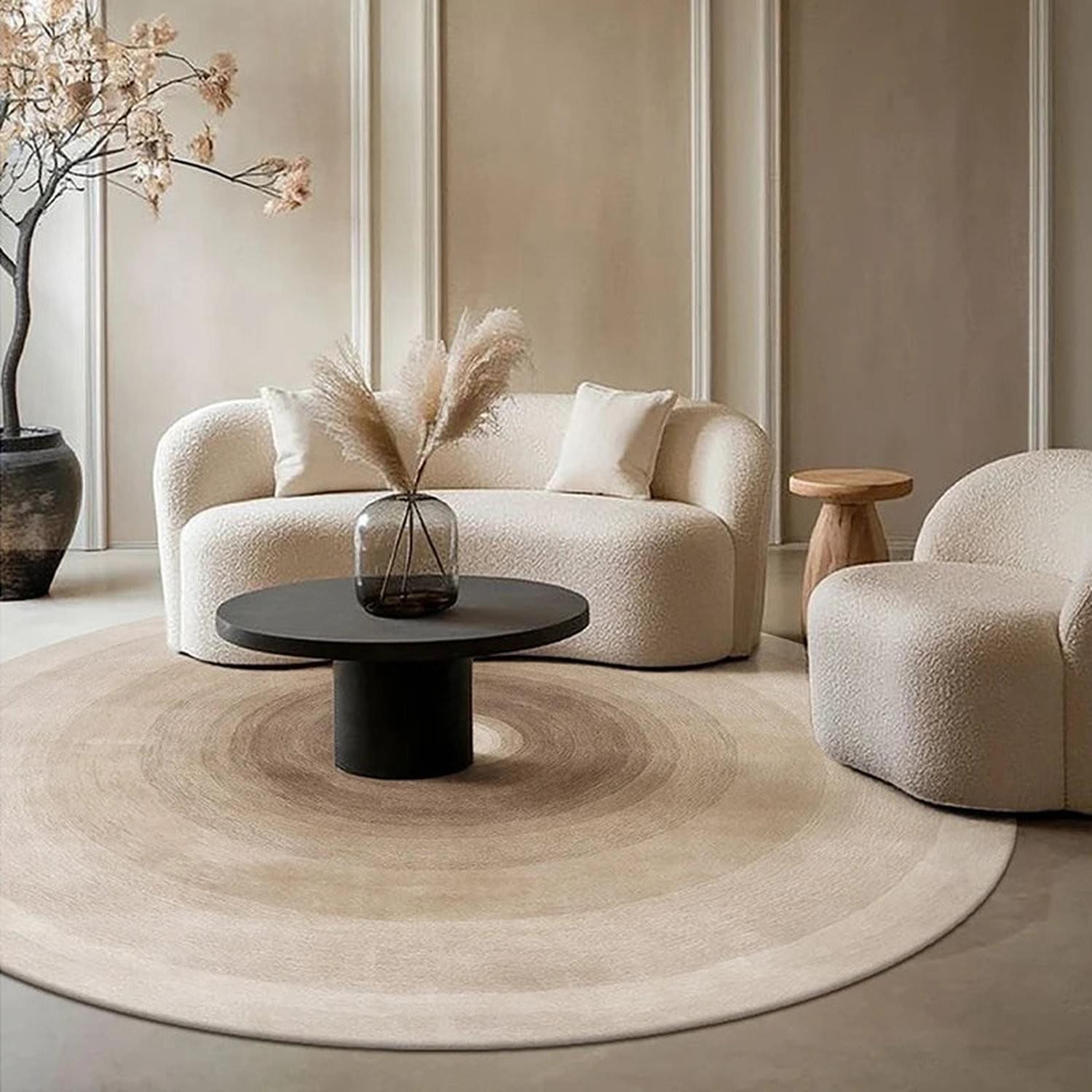 Round Gradient Area Rug — Machine Washable Non-Slip Floor Mat for Living Room & Bedroom