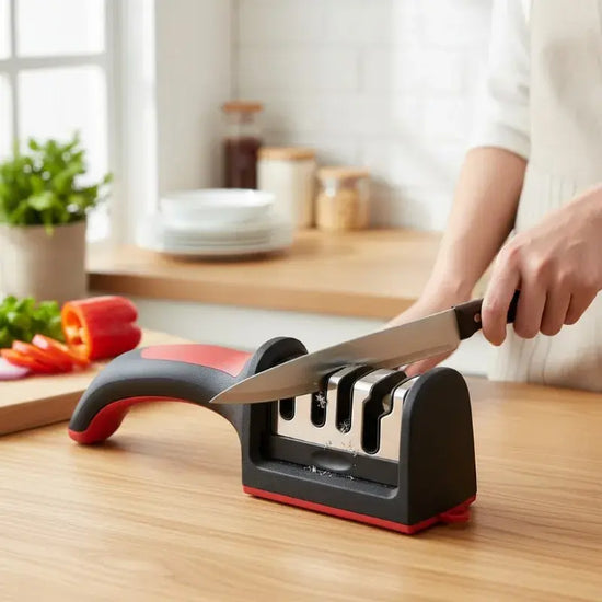 4-Stage Kitchen Knife Sharpener Tungsten Steel/Ceramic Sharpening System Handheld Sharpeners with Non Slip Base Kitchen Knives Jonine&