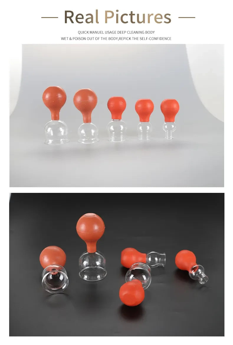 Rubber Vacuum Cupping Set – Glass Massage Jars for Health & Body Therapy