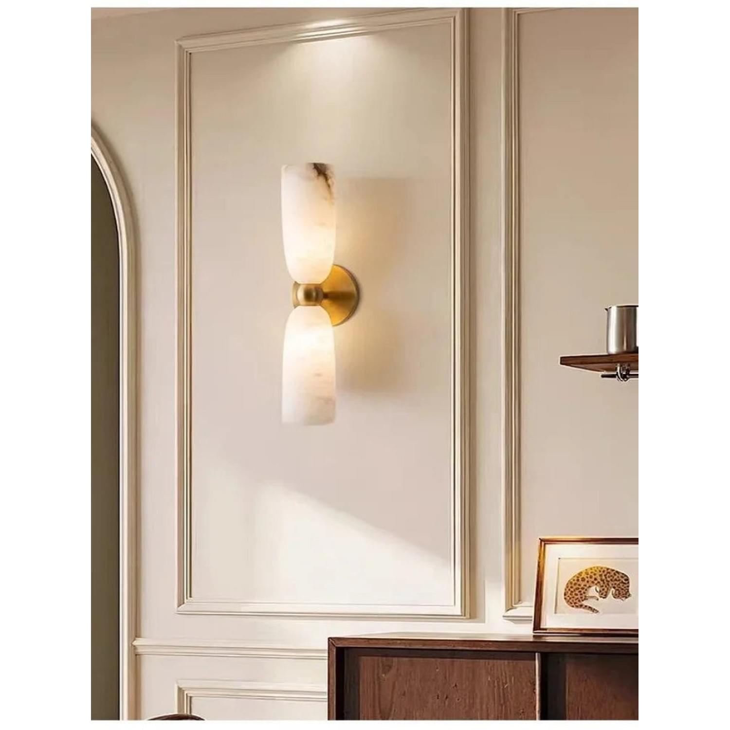 Alabaster Long Wall Sconce — Luxury Marble Wall Lamp for Bedroom & Living Room