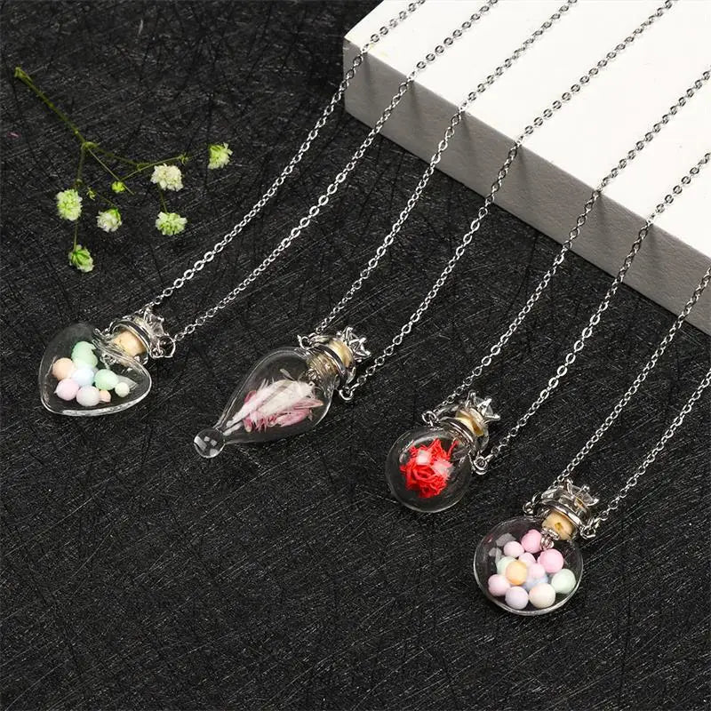 Fashion Glass Perfume Essential Oil Bottle Pendants DIY Women&