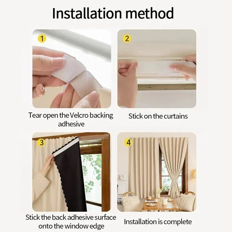 Self-Adhesive No-Drill Blackout Curtains