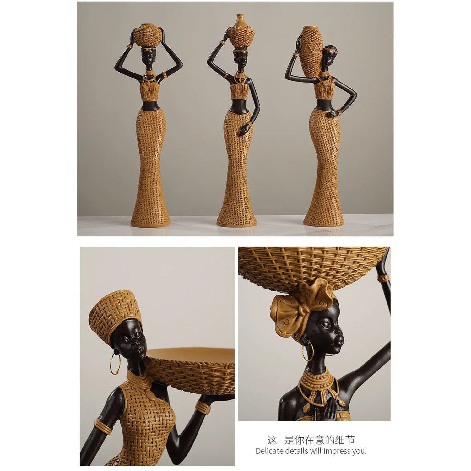 Woven in Gold — Tribal Weave Resin Sculpture in Bohemian Gold & Brown