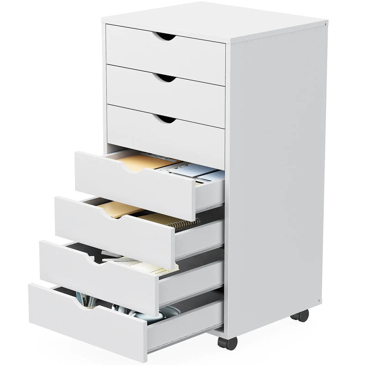 JHK 7 Drawer Chest Dressers Nightstand Storage Cabinet Wooden File Office Mobile Cabinet Wheels Living Room Organizer Rolling Jonine&