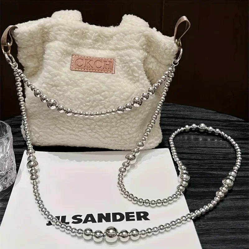 Holiday party gifts for friends and family, long silver bead hanging rope, phone case, bag, pendant Jonine’s Corner